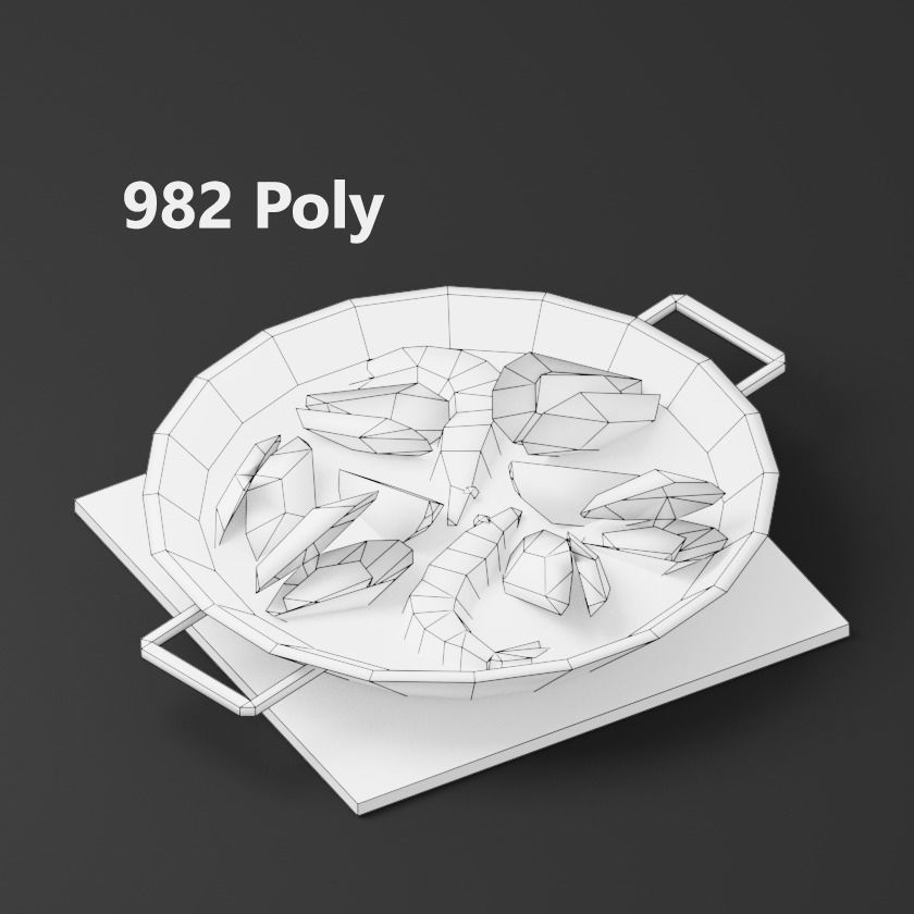 3D Seafood Paella Low-poly 3D model_6