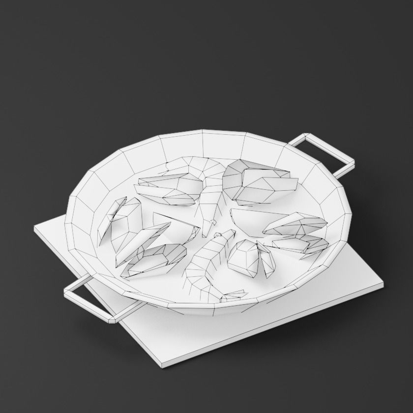 3D Seafood Paella Low-poly 3D model_7