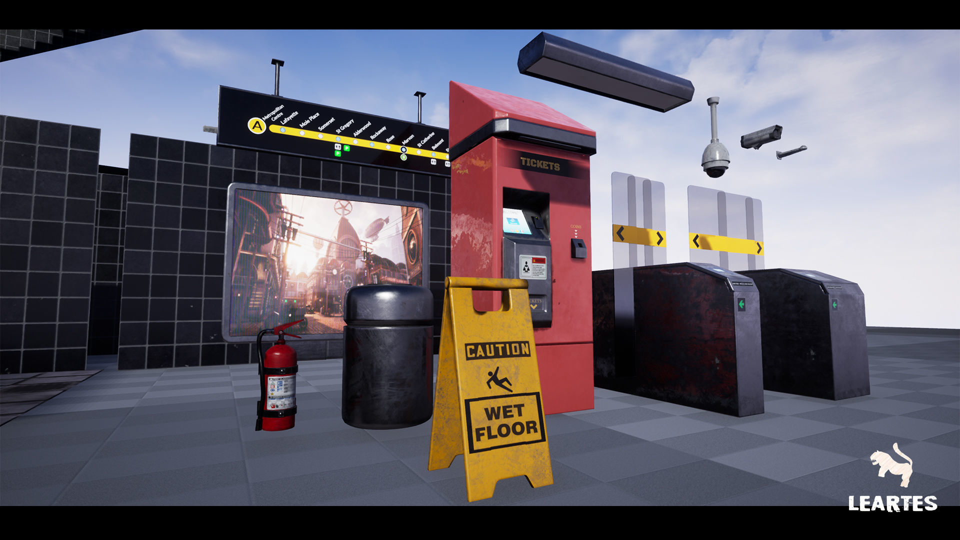 Metro Subway Public Transport Entrance Interior Gameready Low-poly 3D model_12