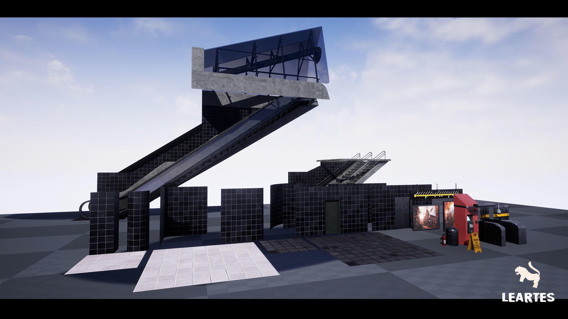 Metro Subway Public Transport Entrance Interior Gameready Low-poly 3D model_10