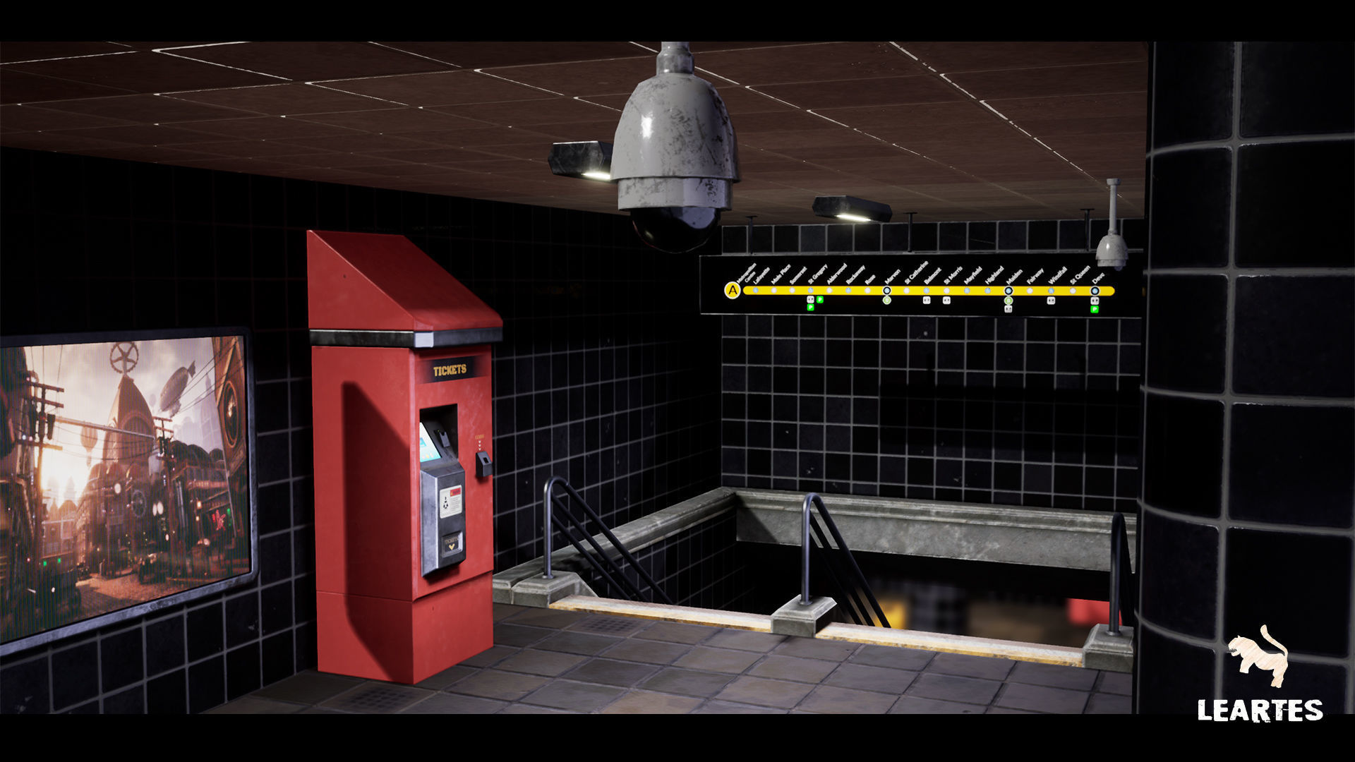 Metro Subway Public Transport Entrance Interior Gameready Low-poly 3D model_4