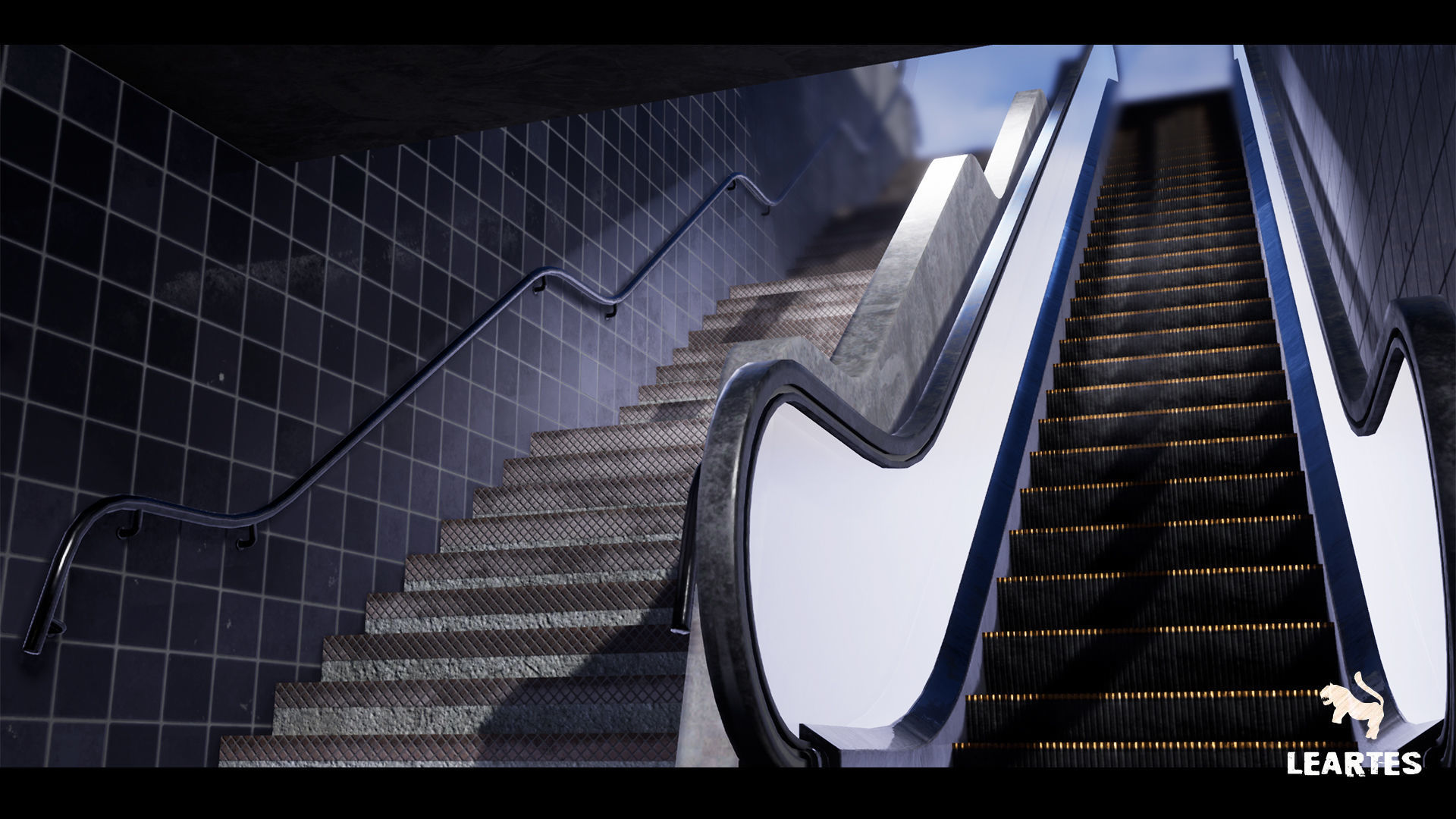 Metro Subway Public Transport Entrance Interior Gameready Low-poly 3D model_3