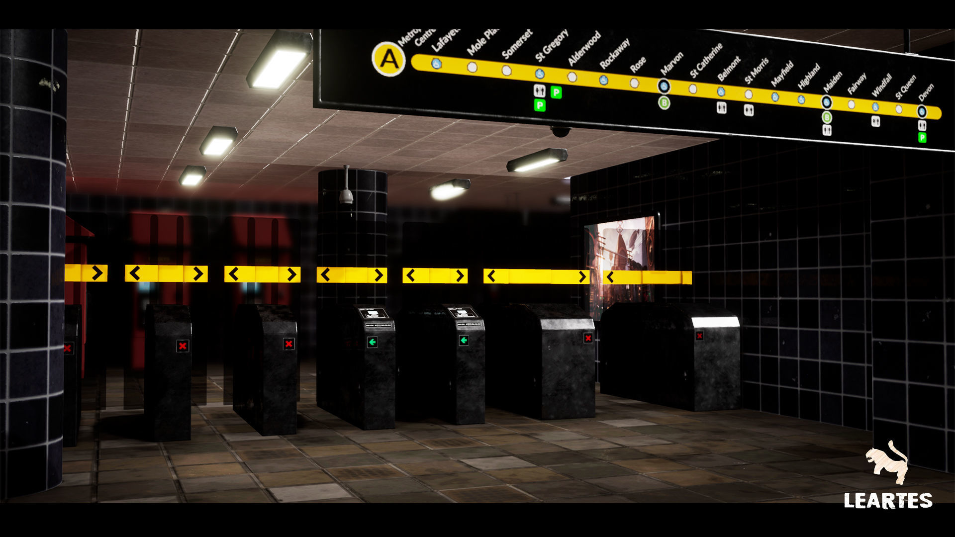 Metro Subway Public Transport Entrance Interior Gameready Low-poly 3D model_7