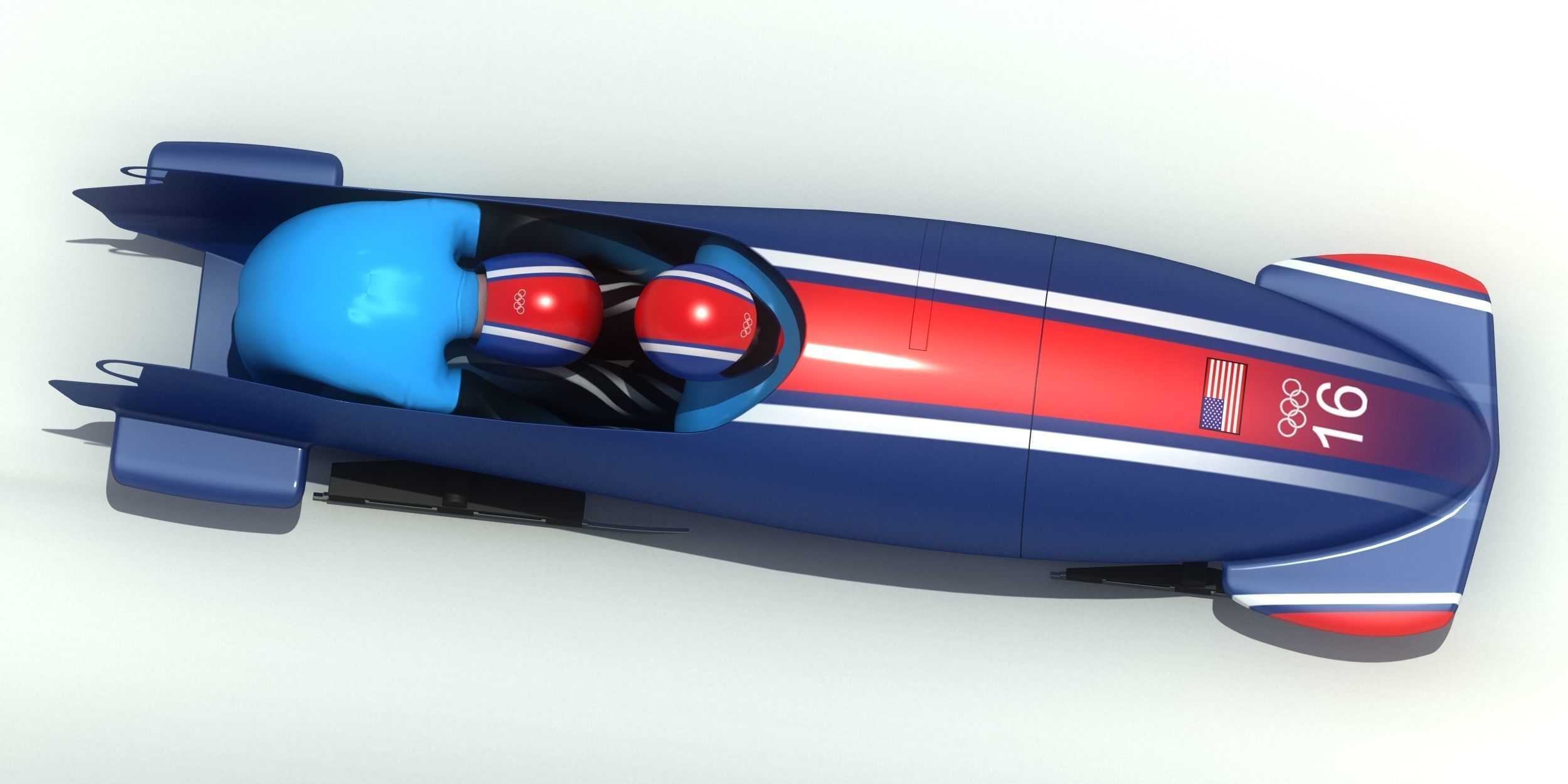Bobsledder two olympic bobsledders 3D model_3
