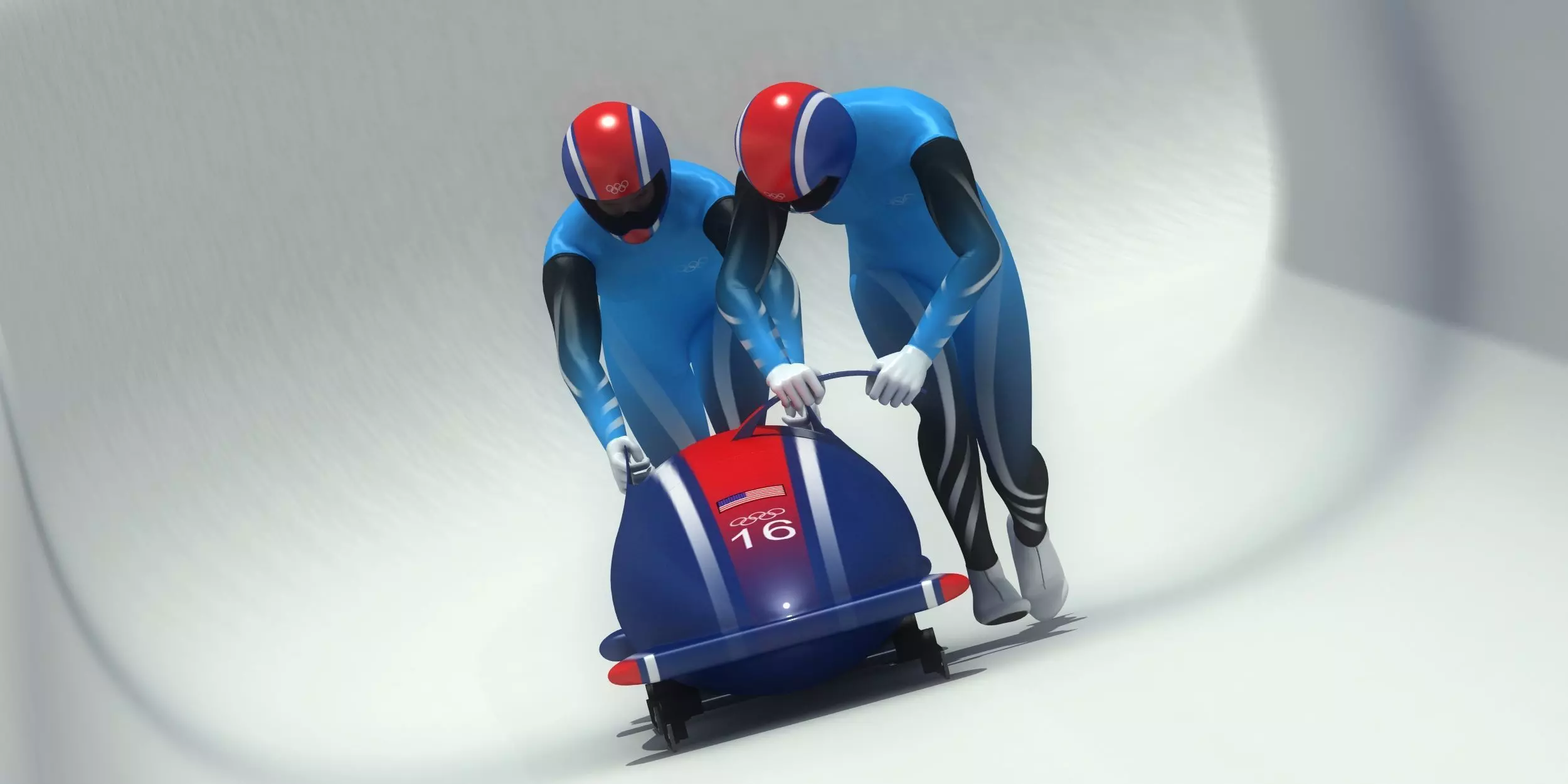 Bobsledder two olympic bobsledders 3D model_0