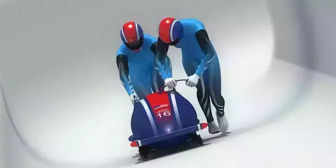 Bobsledder two olympic bobsledders 3D model