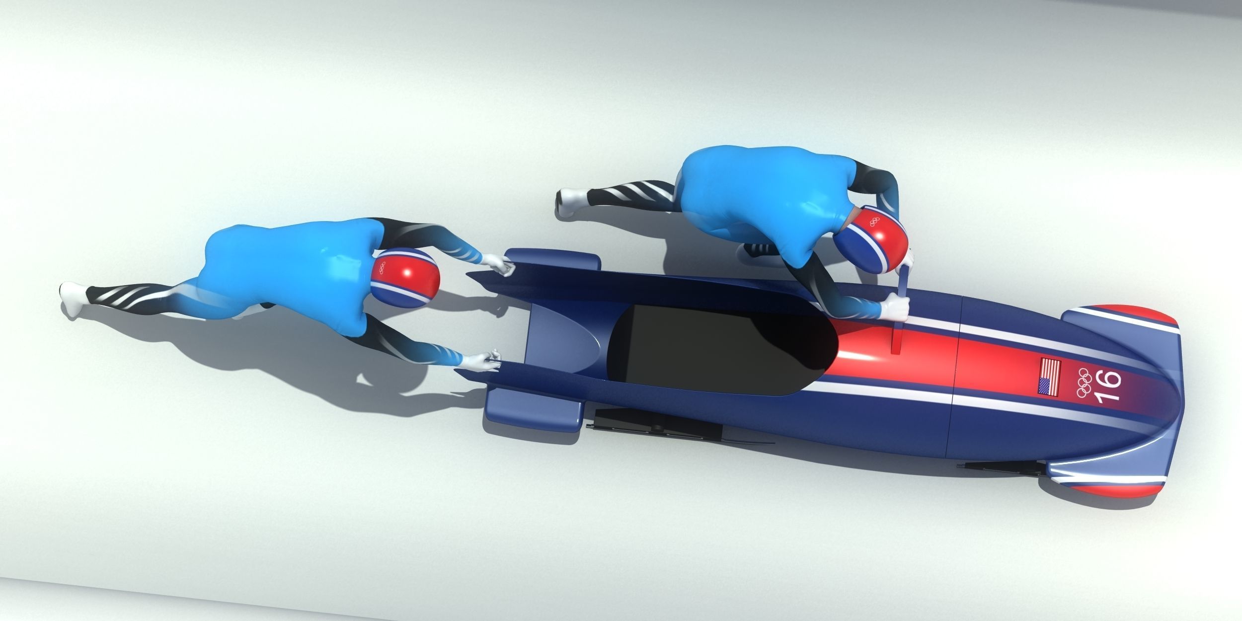 Bobsledder two olympic bobsledders 3D model_2
