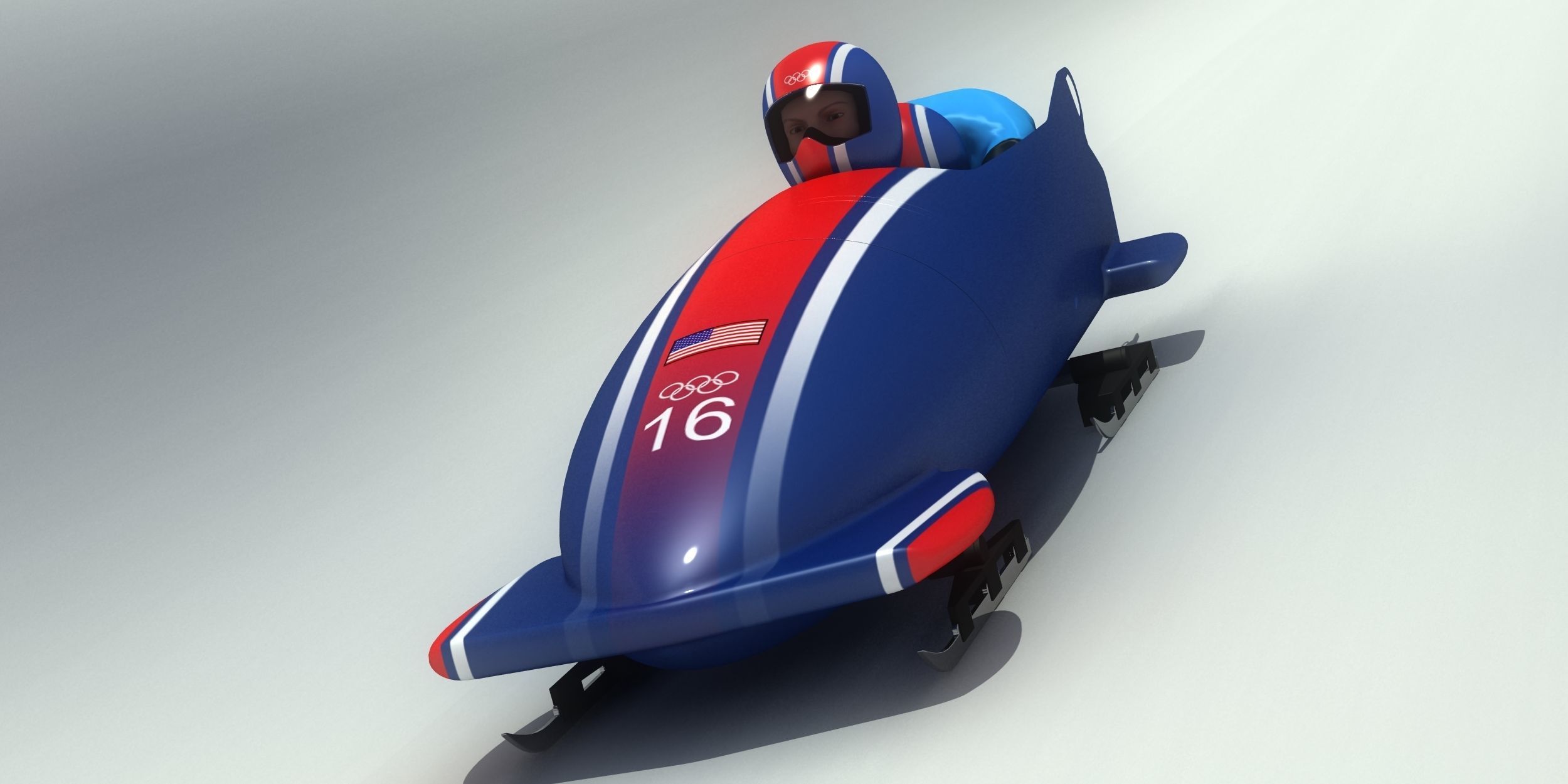 Bobsledder two olympic bobsledders 3D model_4