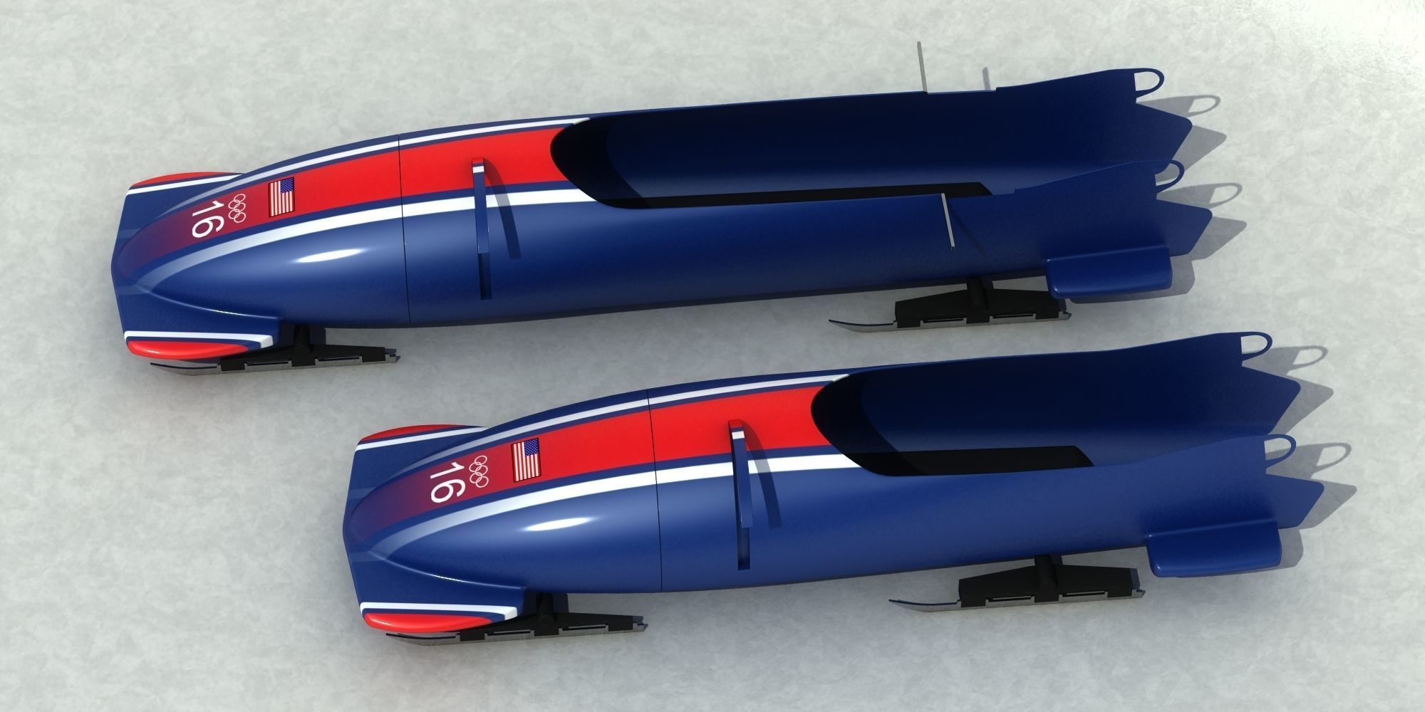 Bobsledder two olympic bobsledders 3D model_8