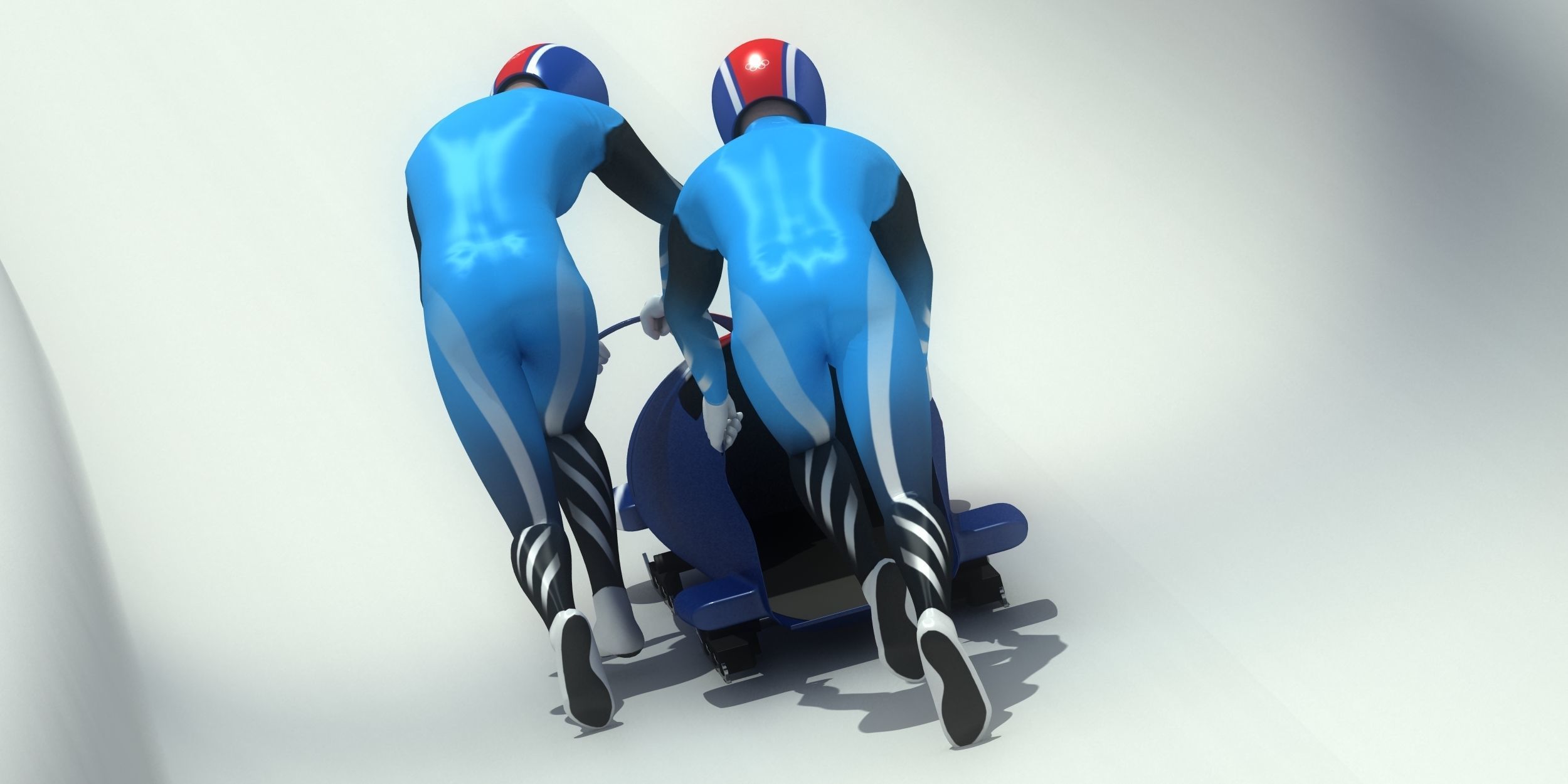 Bobsledder two olympic bobsledders 3D model_1