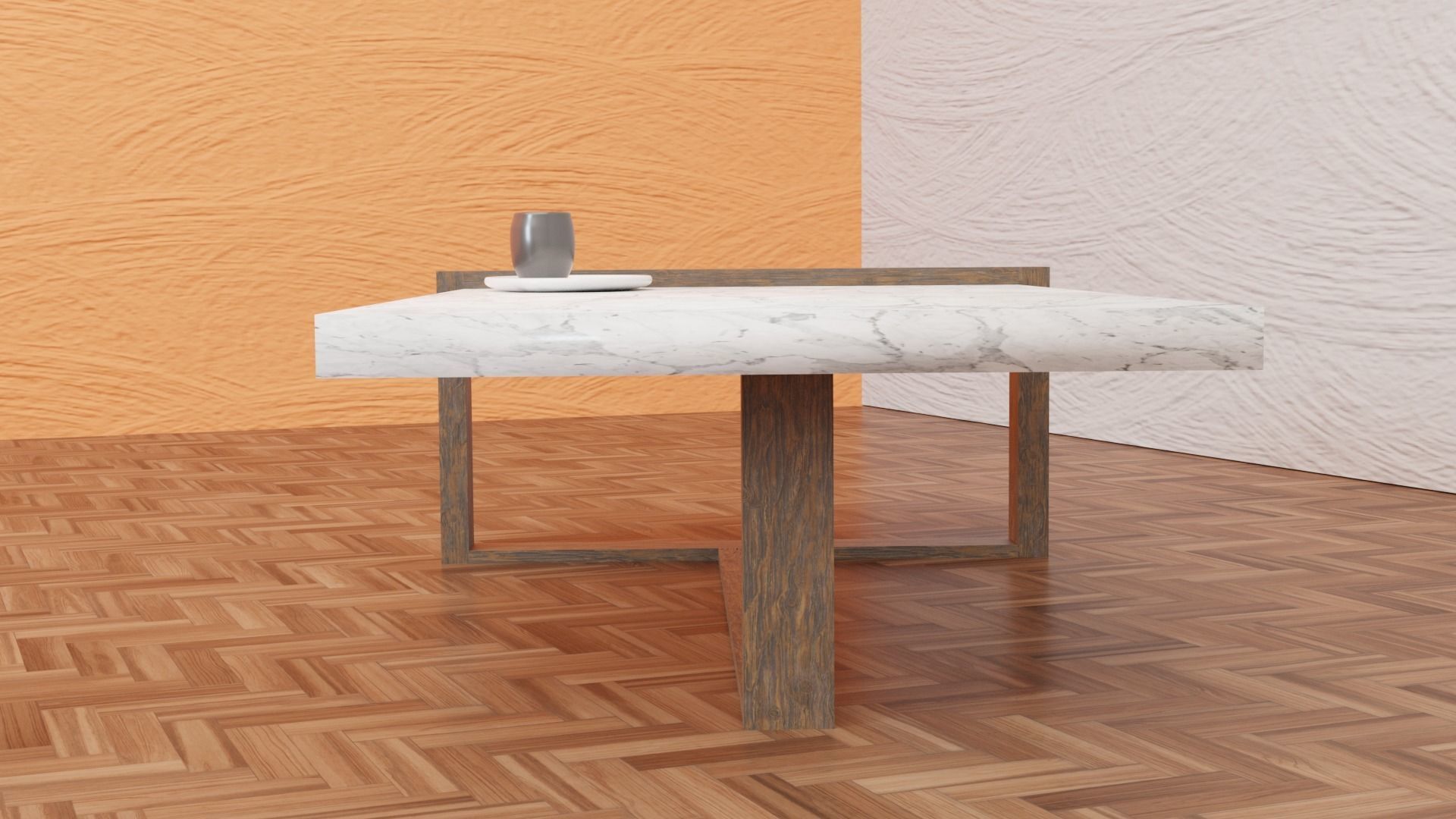 Marble Coffee Table Low-poly 3D model_2