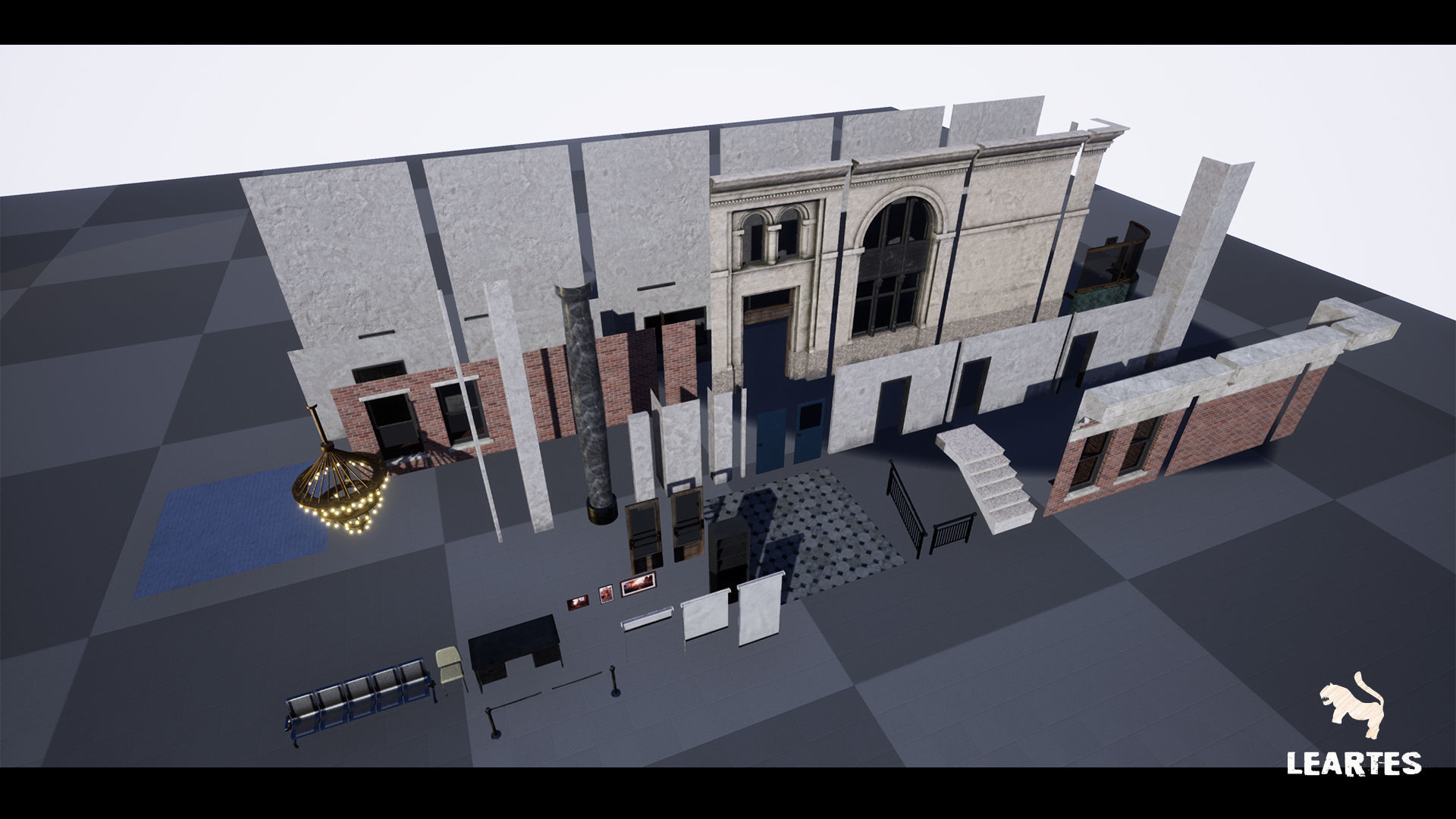 Bank Building Interior Gameready Environment Low-poly 3D model_15