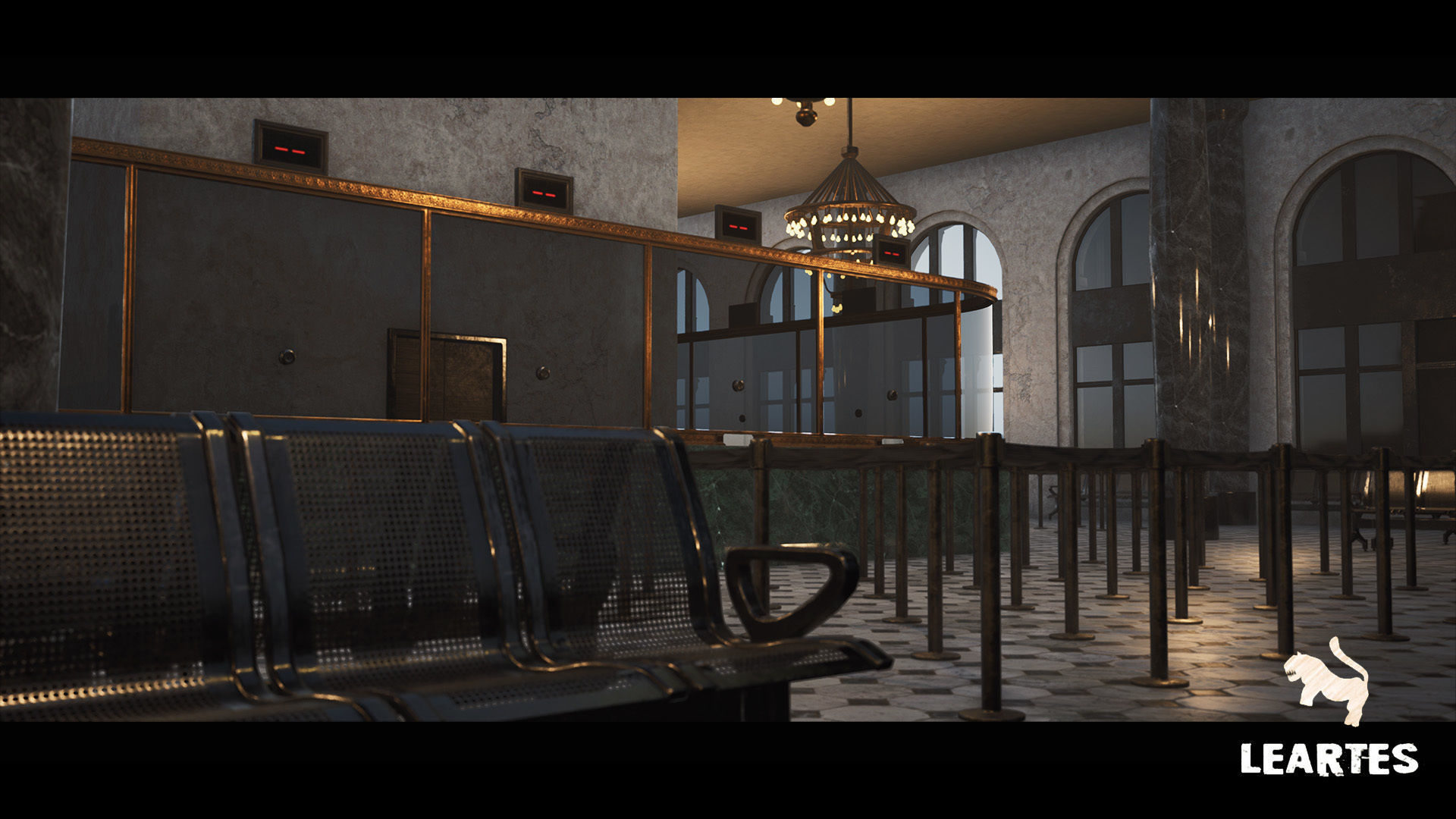 Bank Building Interior Gameready Environment Low-poly 3D model_3