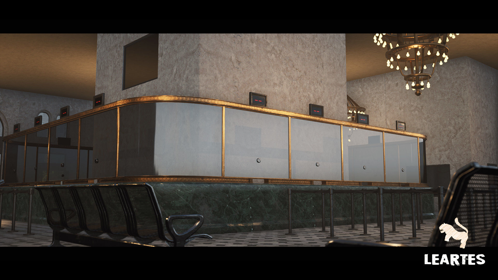 Bank Building Interior Gameready Environment Low-poly 3D model_4