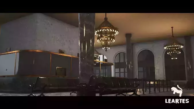 Bank Building Interior Gameready Environment Low-poly 3D model Bank Building Interior Gameready Environment Low-poly 3D model