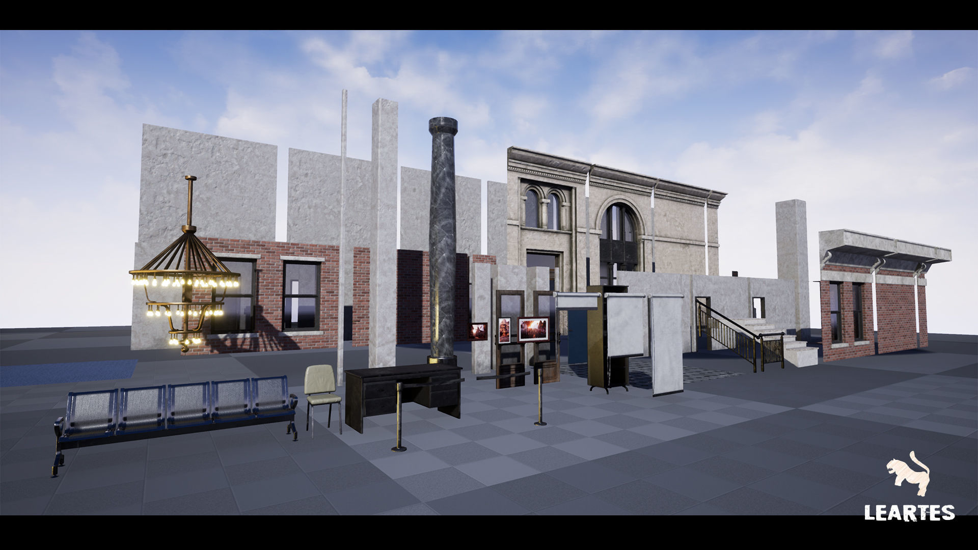 Bank Building Interior Gameready Environment Low-poly 3D model_14