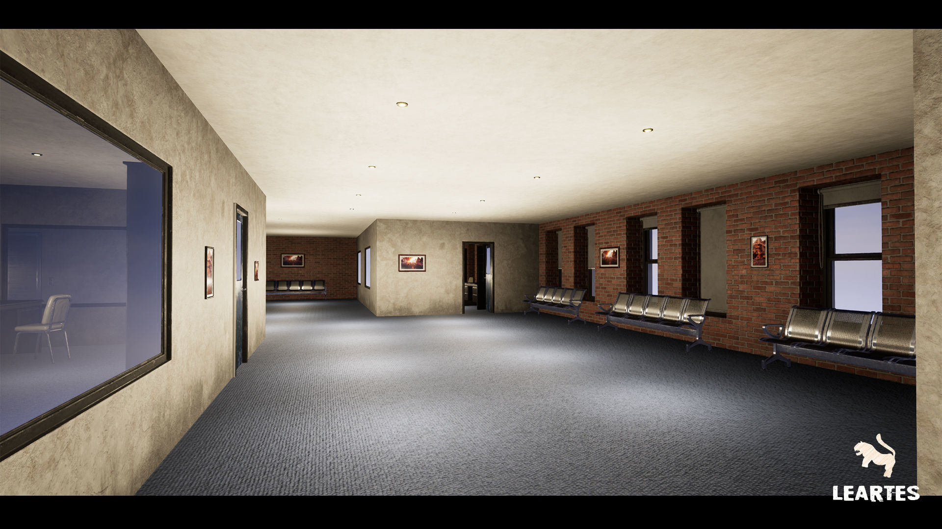 Bank Building Interior Gameready Environment Low-poly 3D model_10