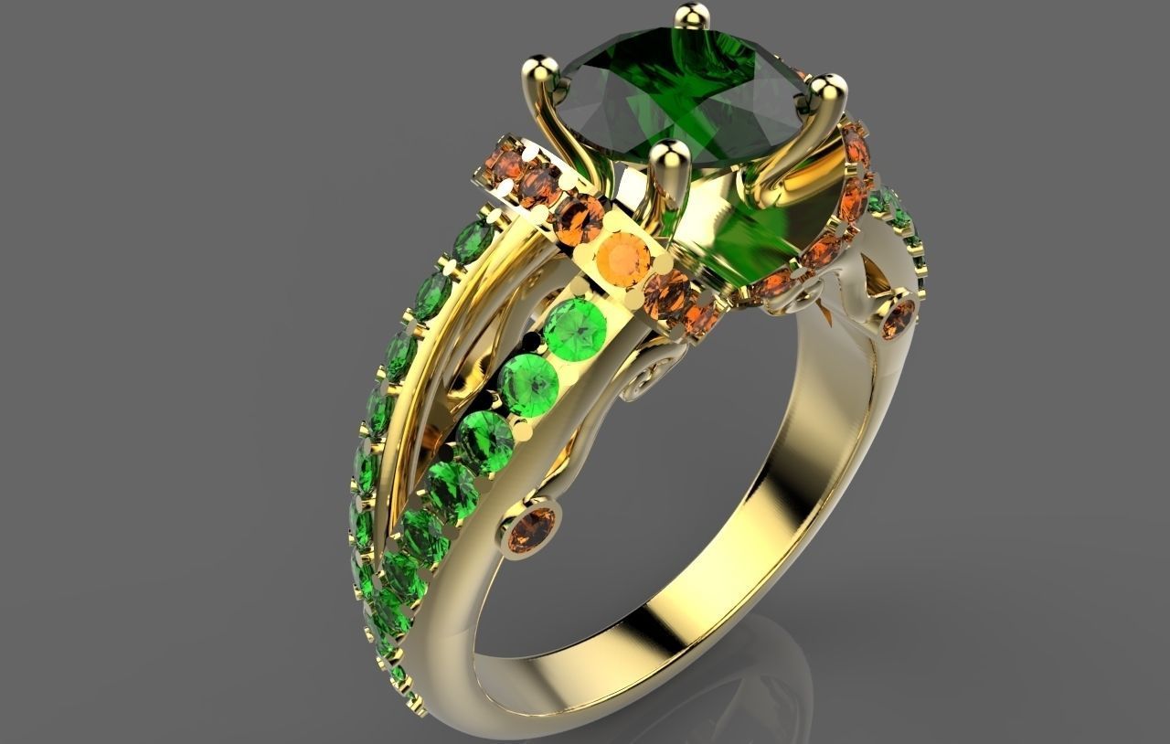 Ring emerald engagement 3D print model_2