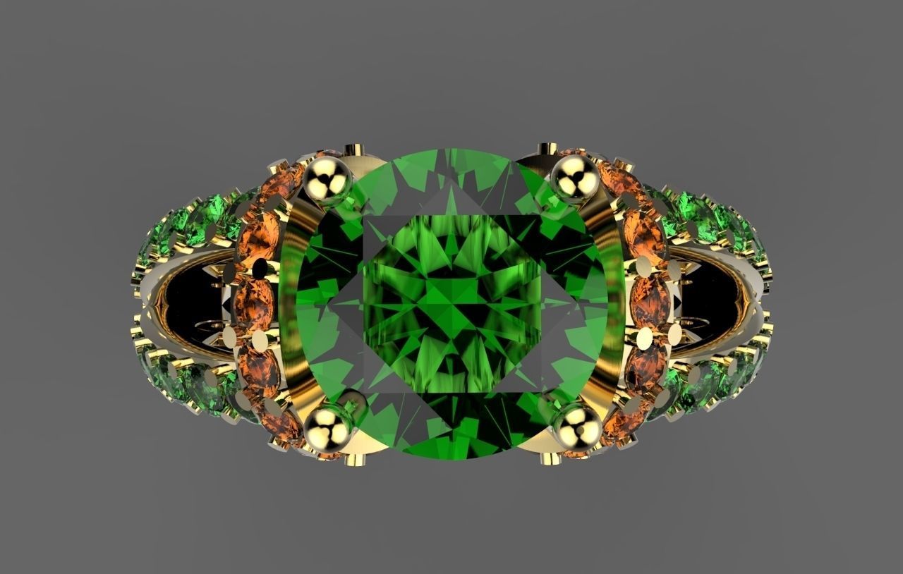Ring emerald engagement 3D print model_1