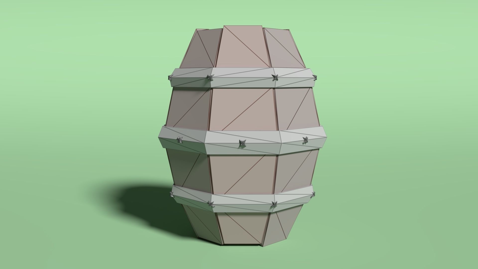 Barrel of Wood Low-poly 3D model_2