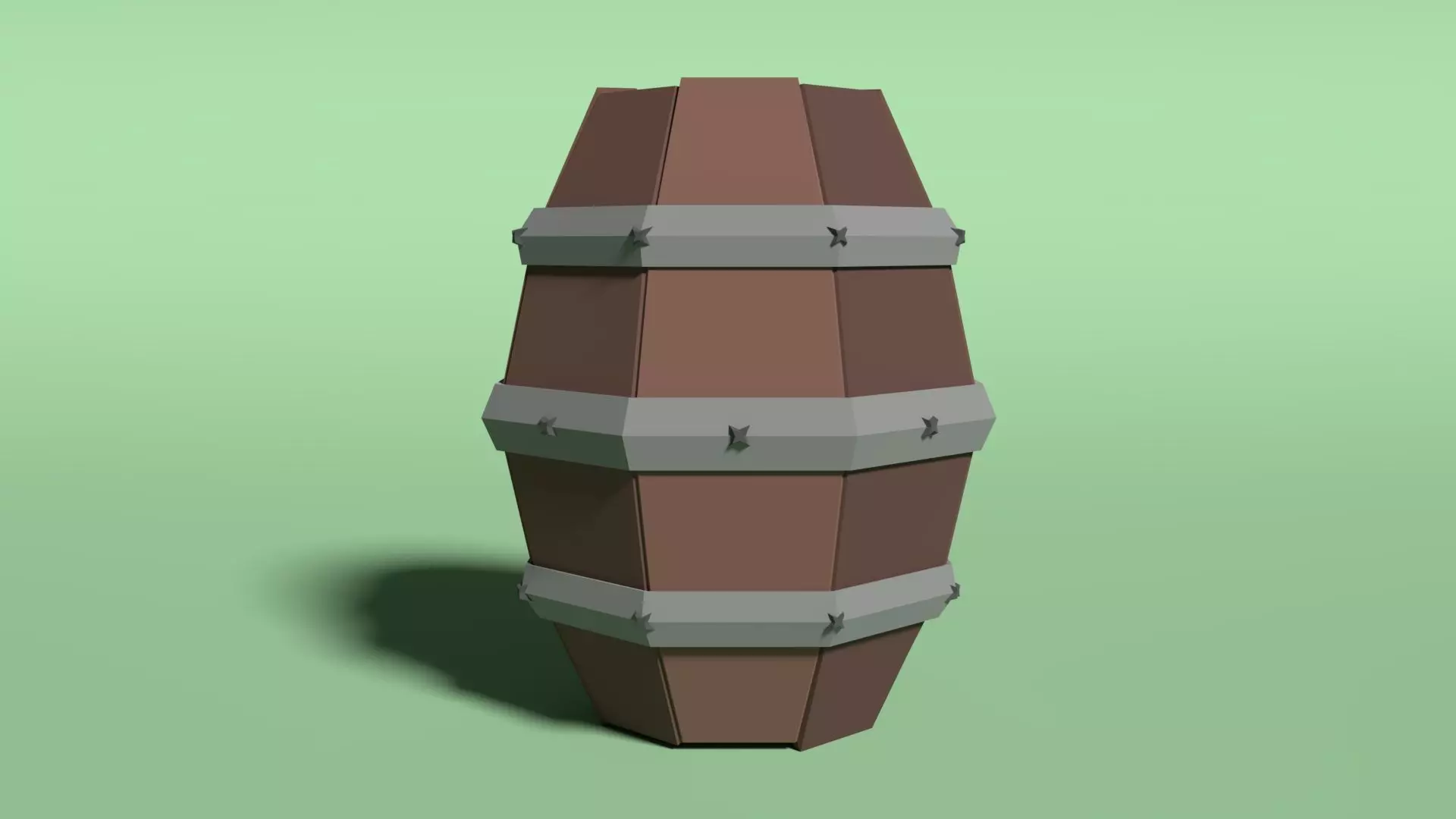 Barrel of Wood Low-poly 3D model_0