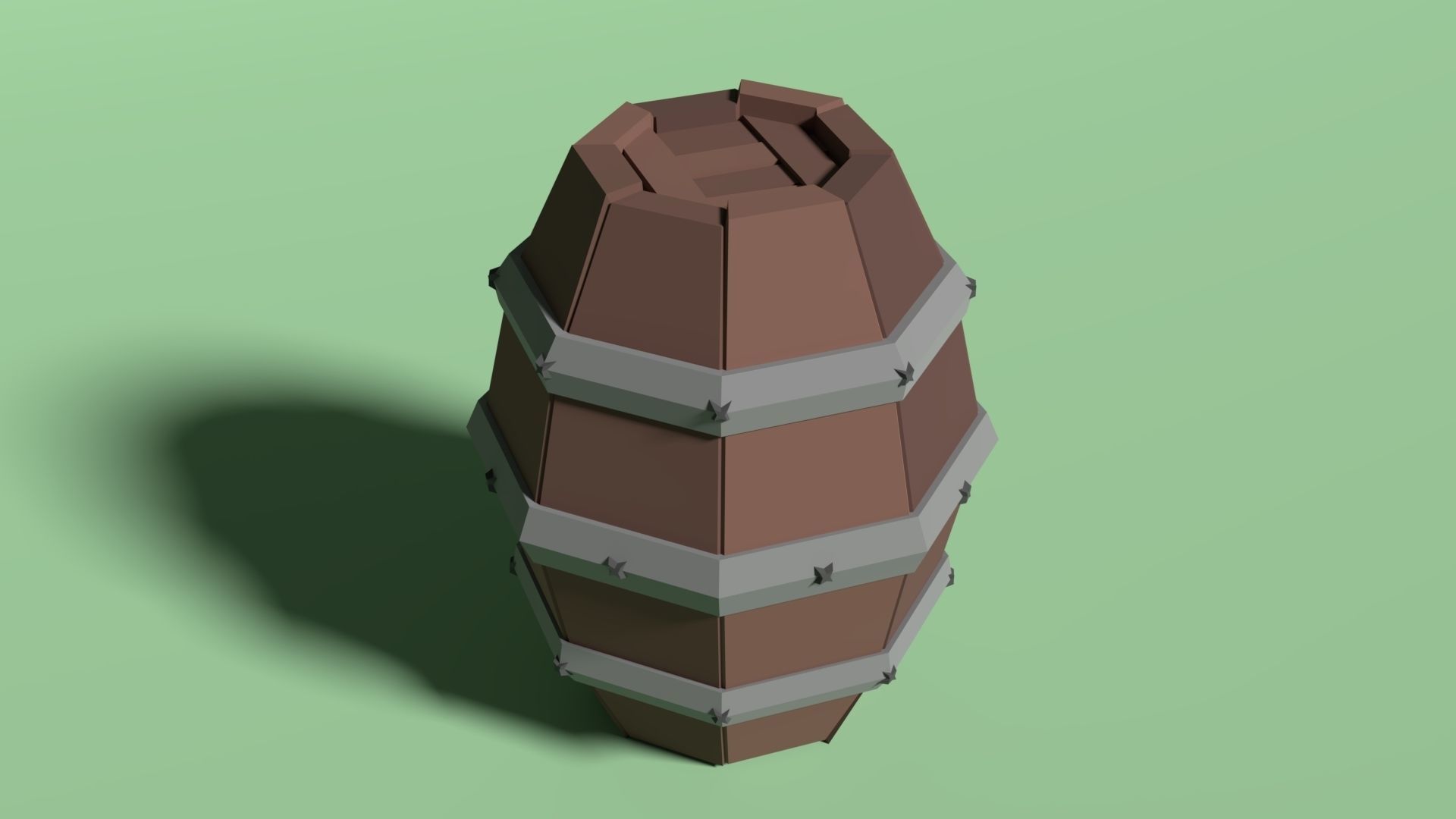 Barrel of Wood Low-poly 3D model_1
