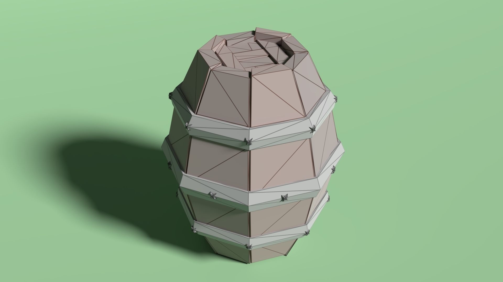 Barrel of Wood Low-poly 3D model_3