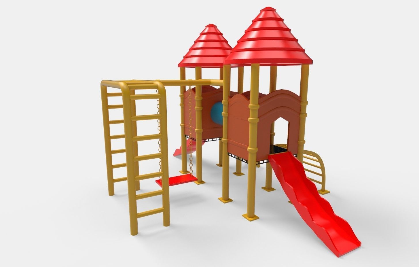 Swing Set playground Low-poly 3D model_1