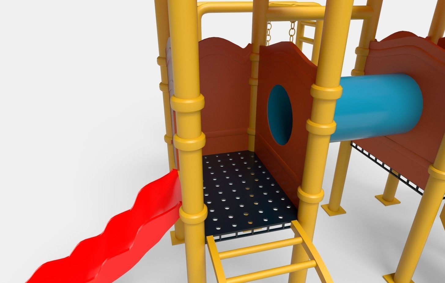 Swing Set playground Low-poly 3D model_2