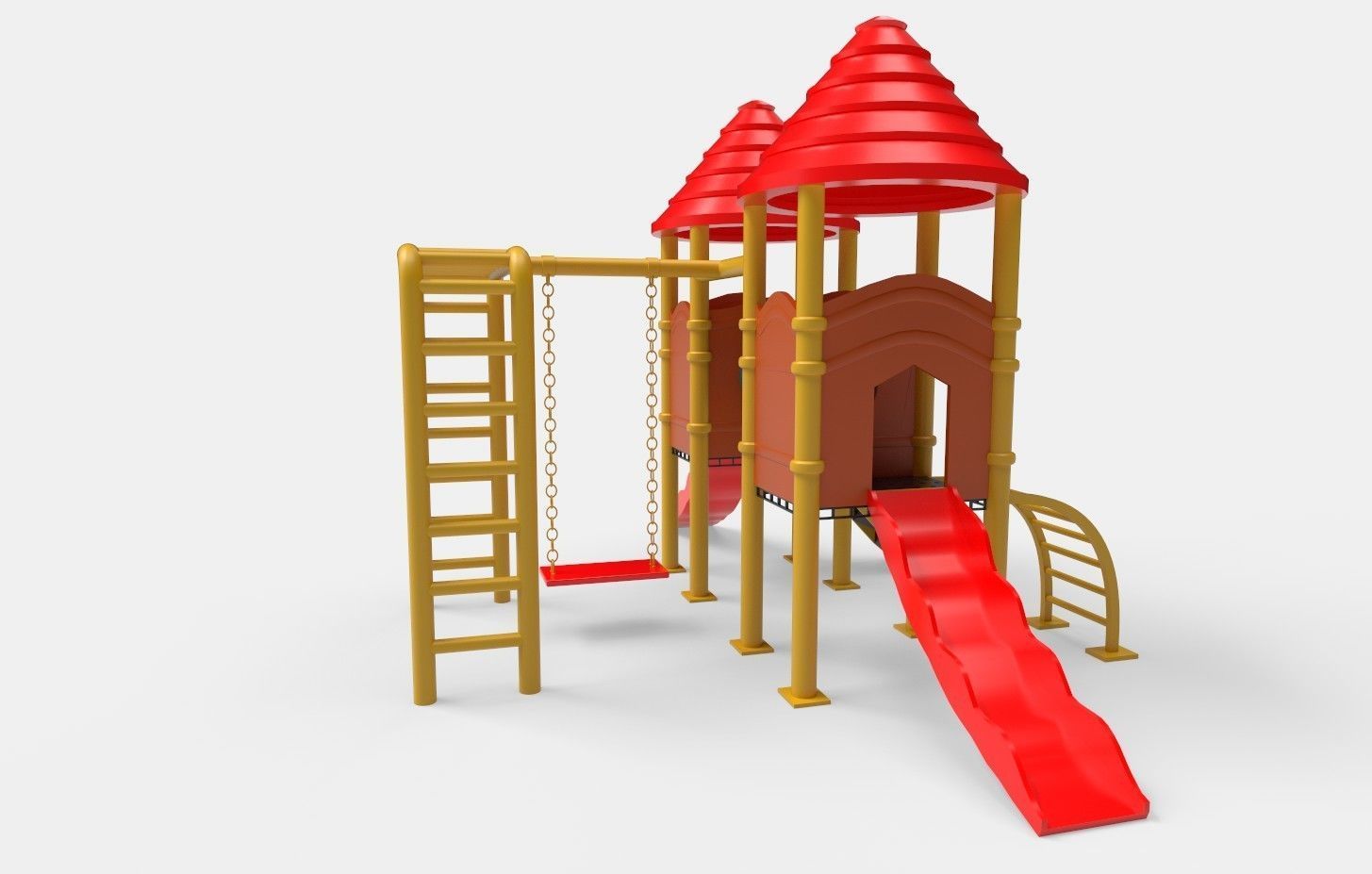 Swing Set playground Low-poly 3D model_8