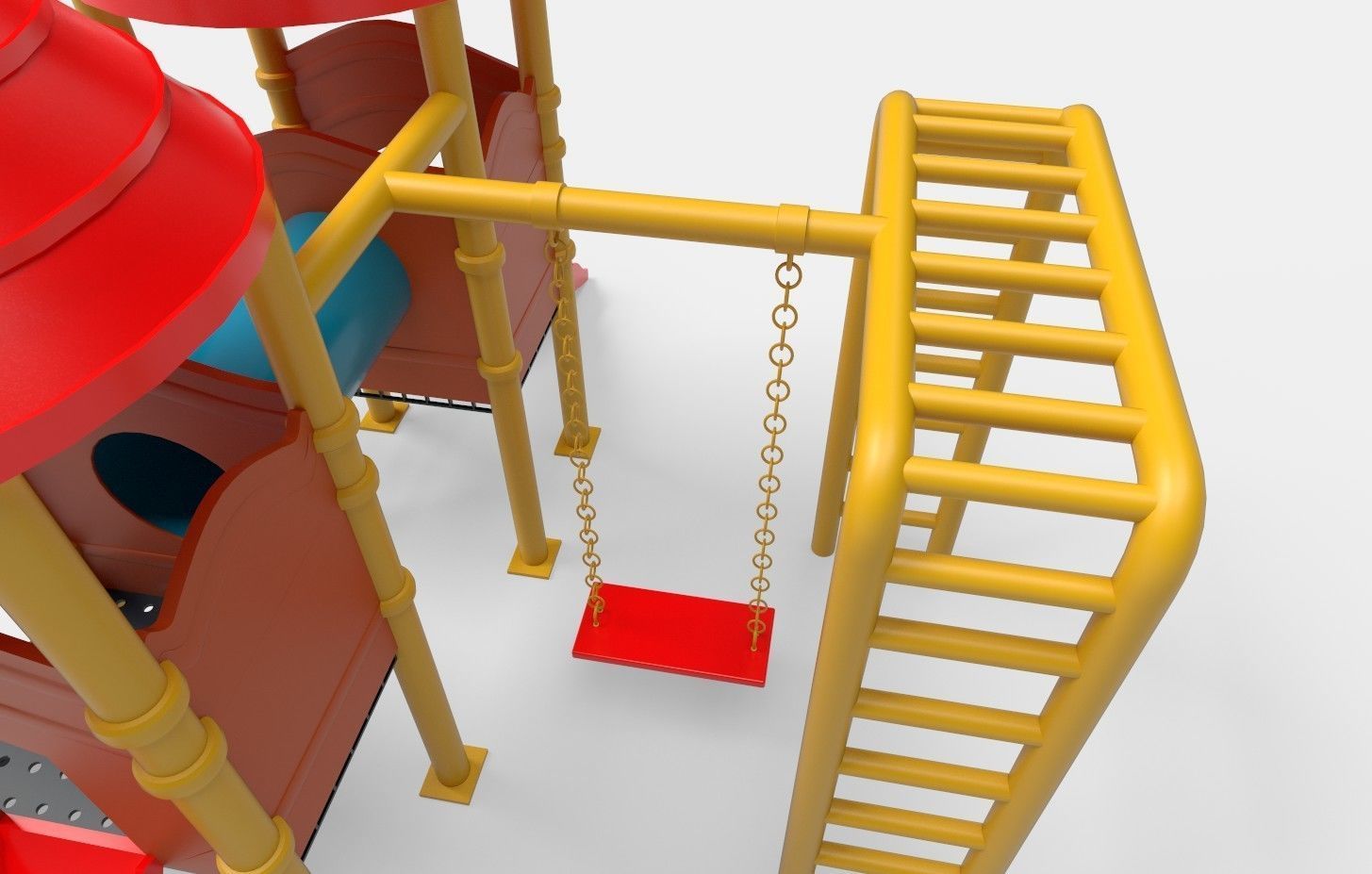 Swing Set playground Low-poly 3D model_5