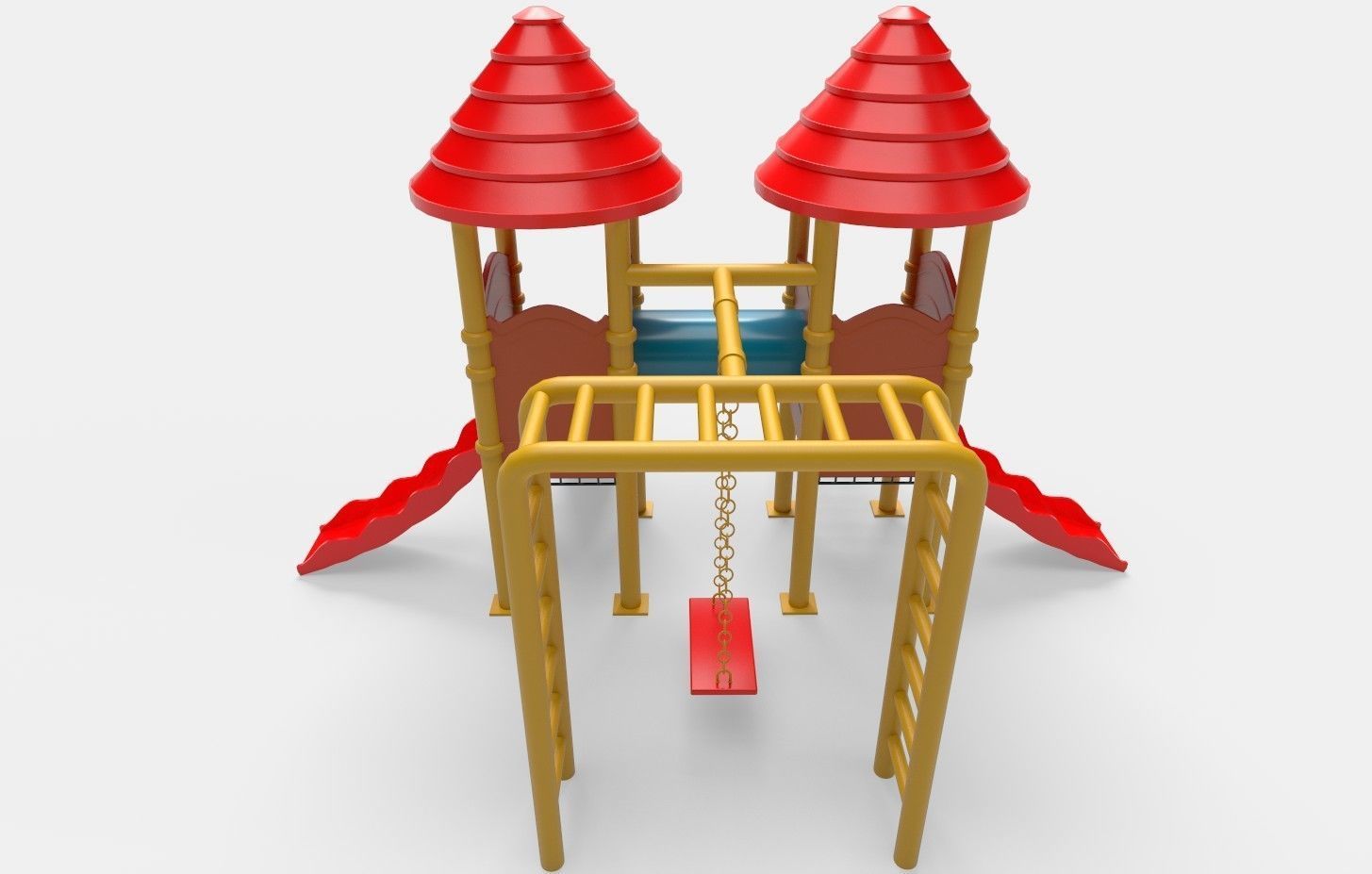 Swing Set playground Low-poly 3D model_6
