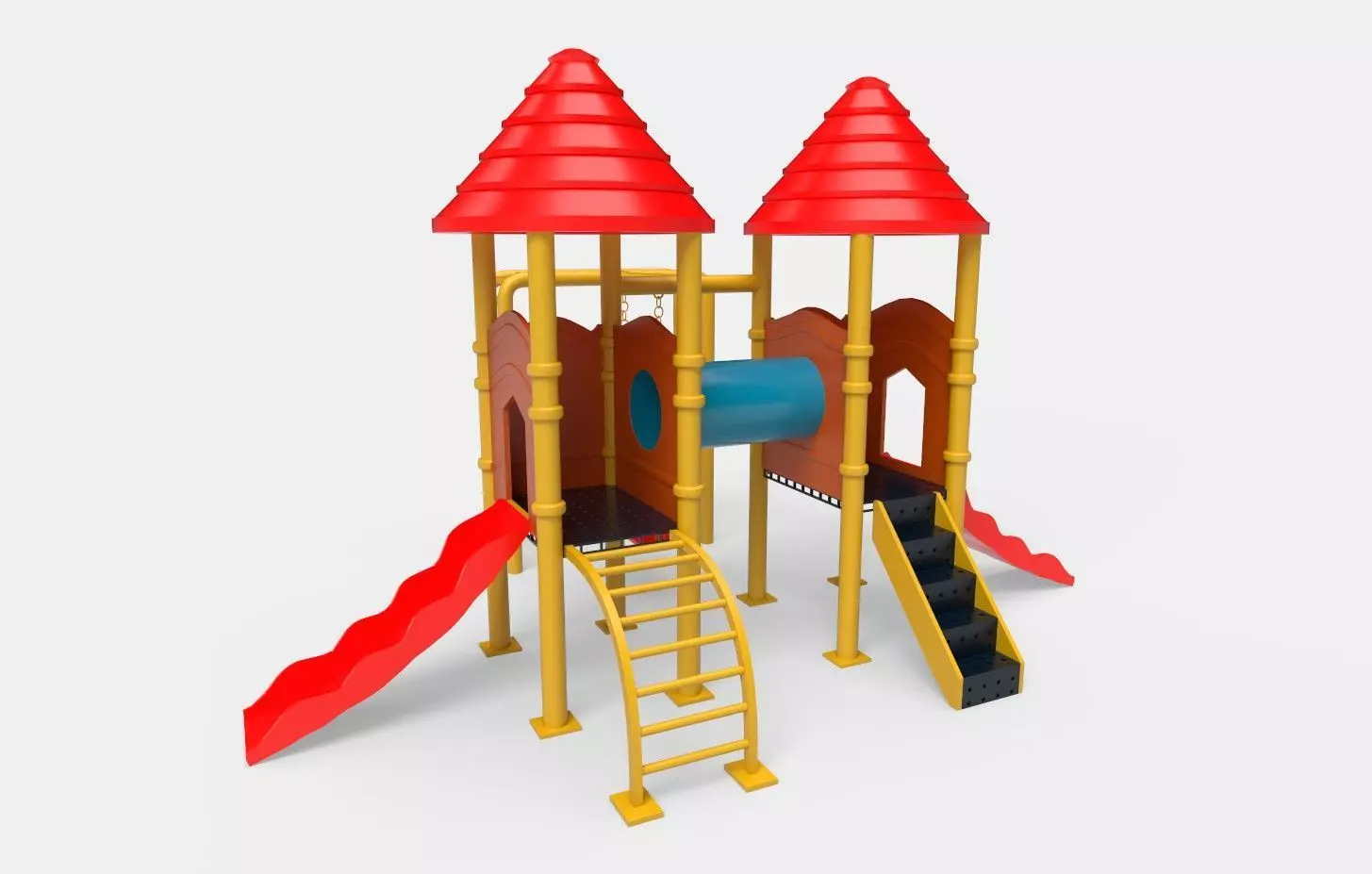 Swing Set playground Low-poly 3D model_0