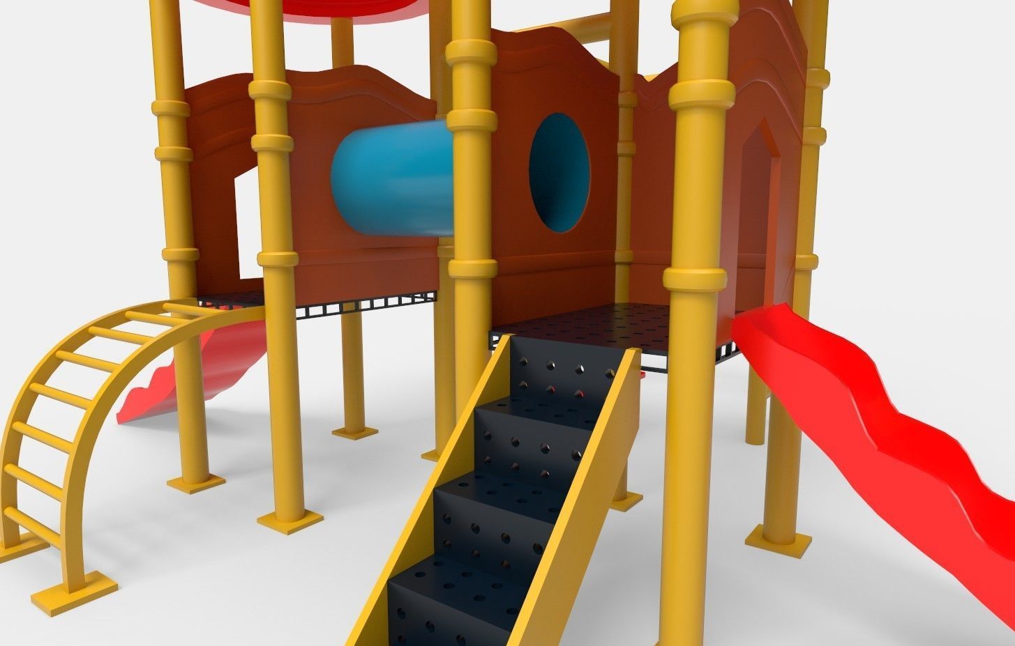 Swing Set playground Low-poly 3D model_3