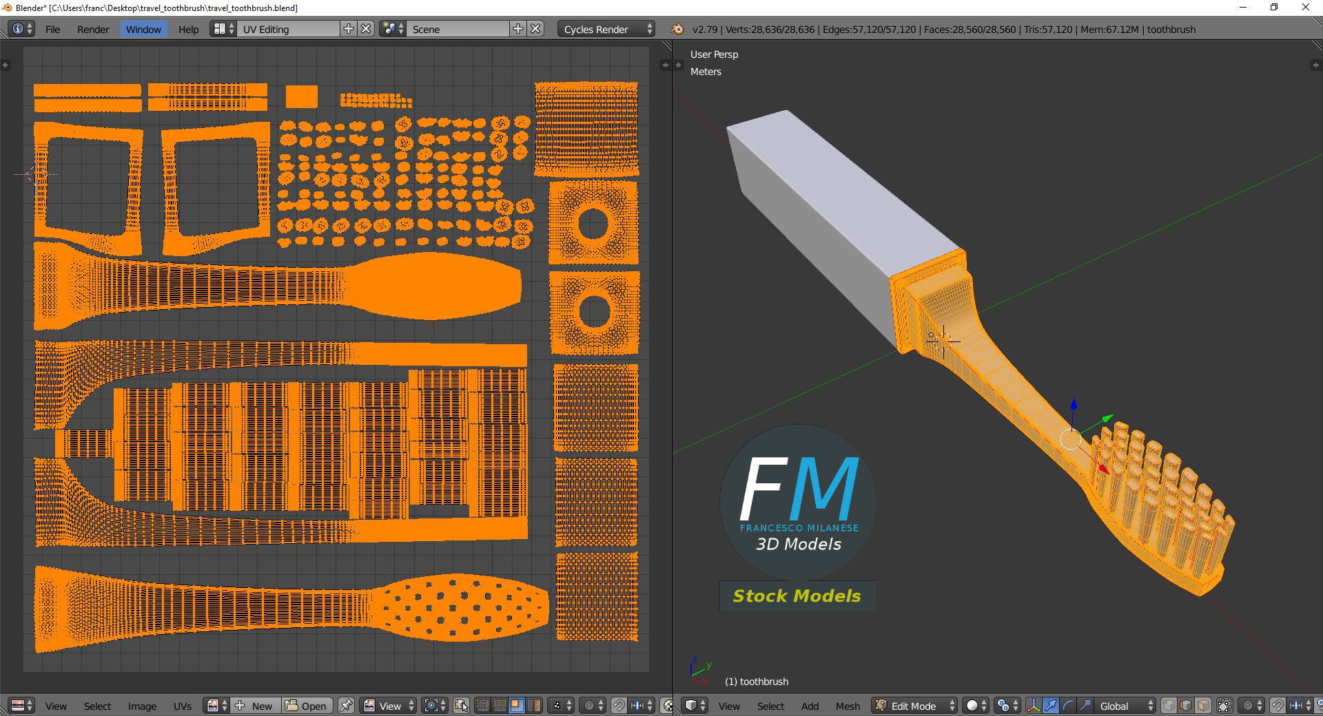 Travel toothbrush 3D model_10