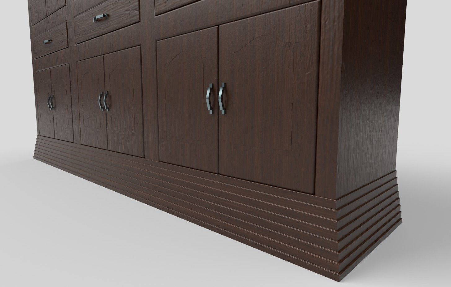 Wooden Wardrobe Low-poly 3D model_2