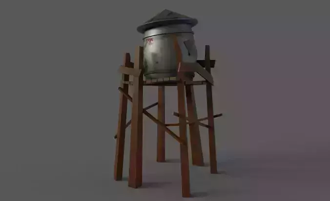 Stylized Water tank Low-poly 3D model
