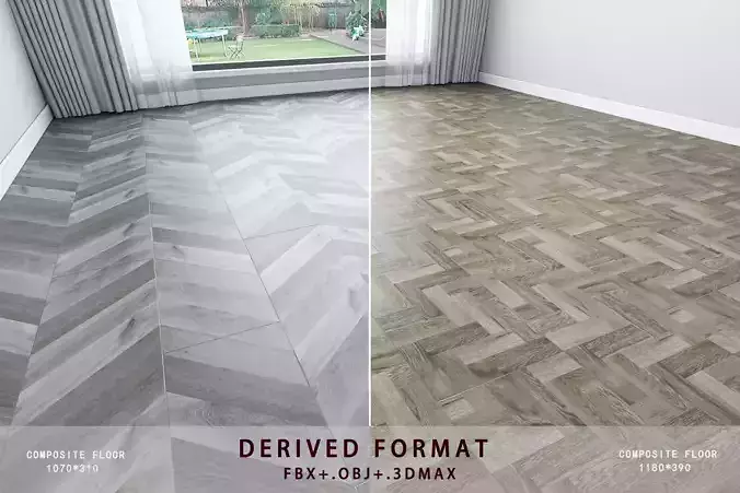 Floor model herringbone flooring - derivated format