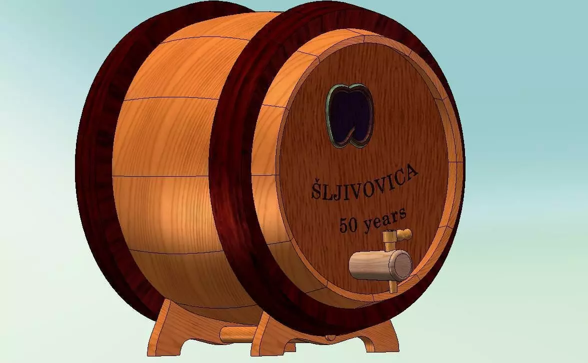 Wood barell for plum brandy Free 3D model