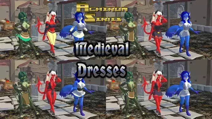 Acheron Medieval Dresses Low-poly 3D model
