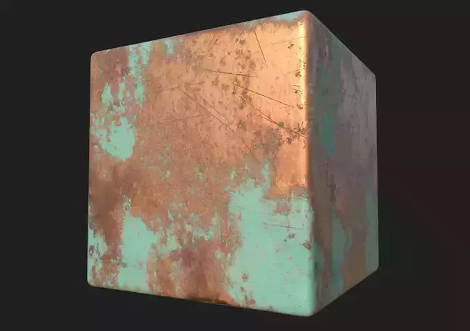Worn Copper with Patina Parameter PBR Texture