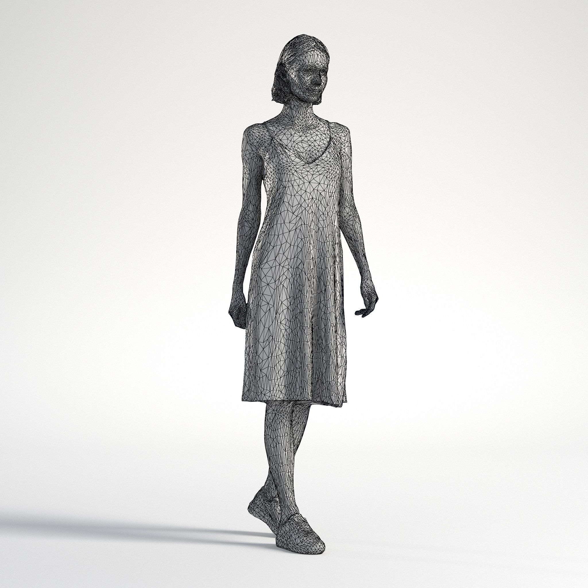 Woman Summer Outfit Walking Low poly Natalia 1005 3D model_9