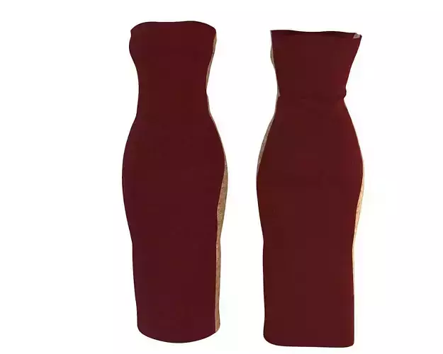 Stylish Designer Women Strapless Party Dress 3D model