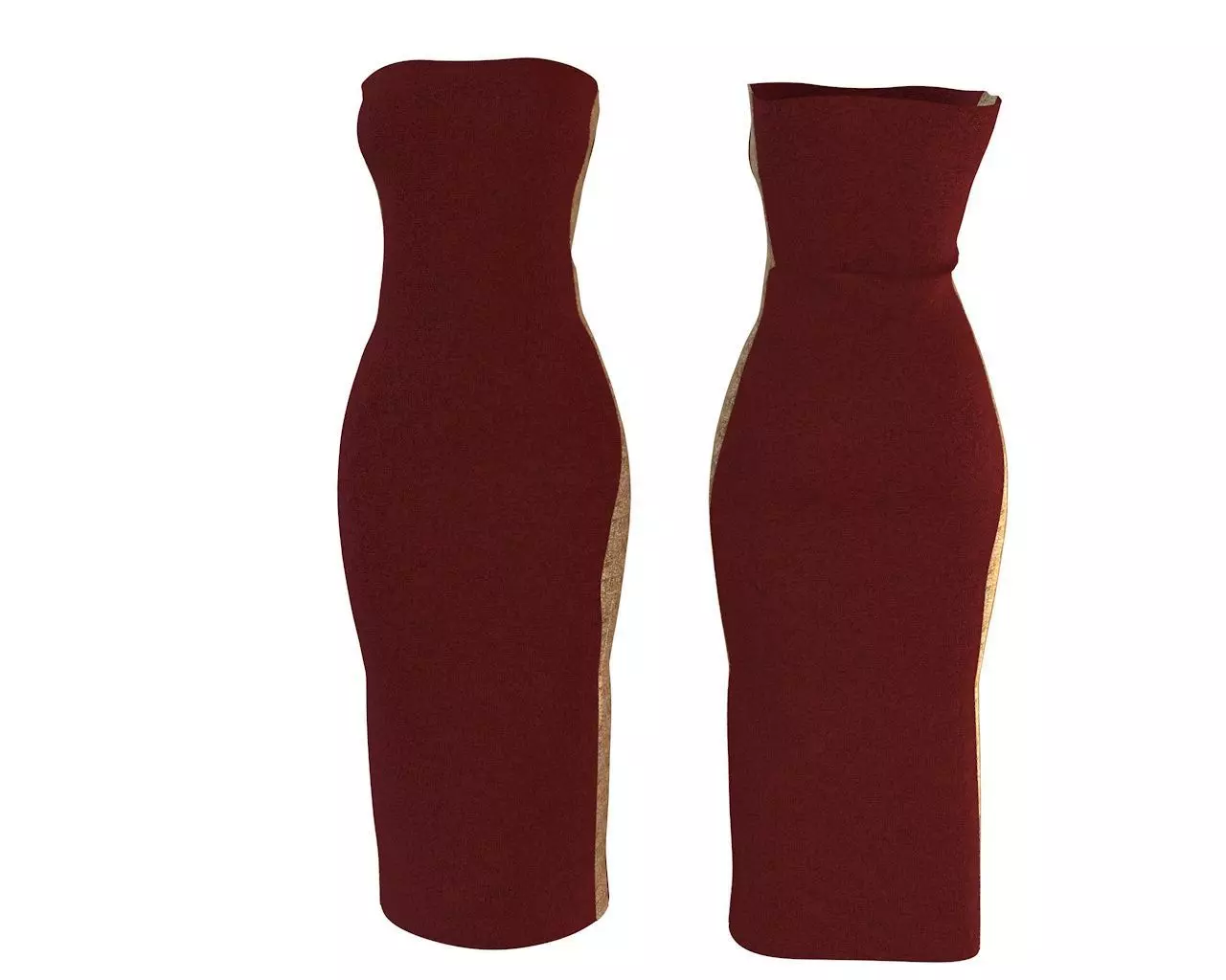 Stylish Designer Women Strapless Party Dress 3D model 3D model