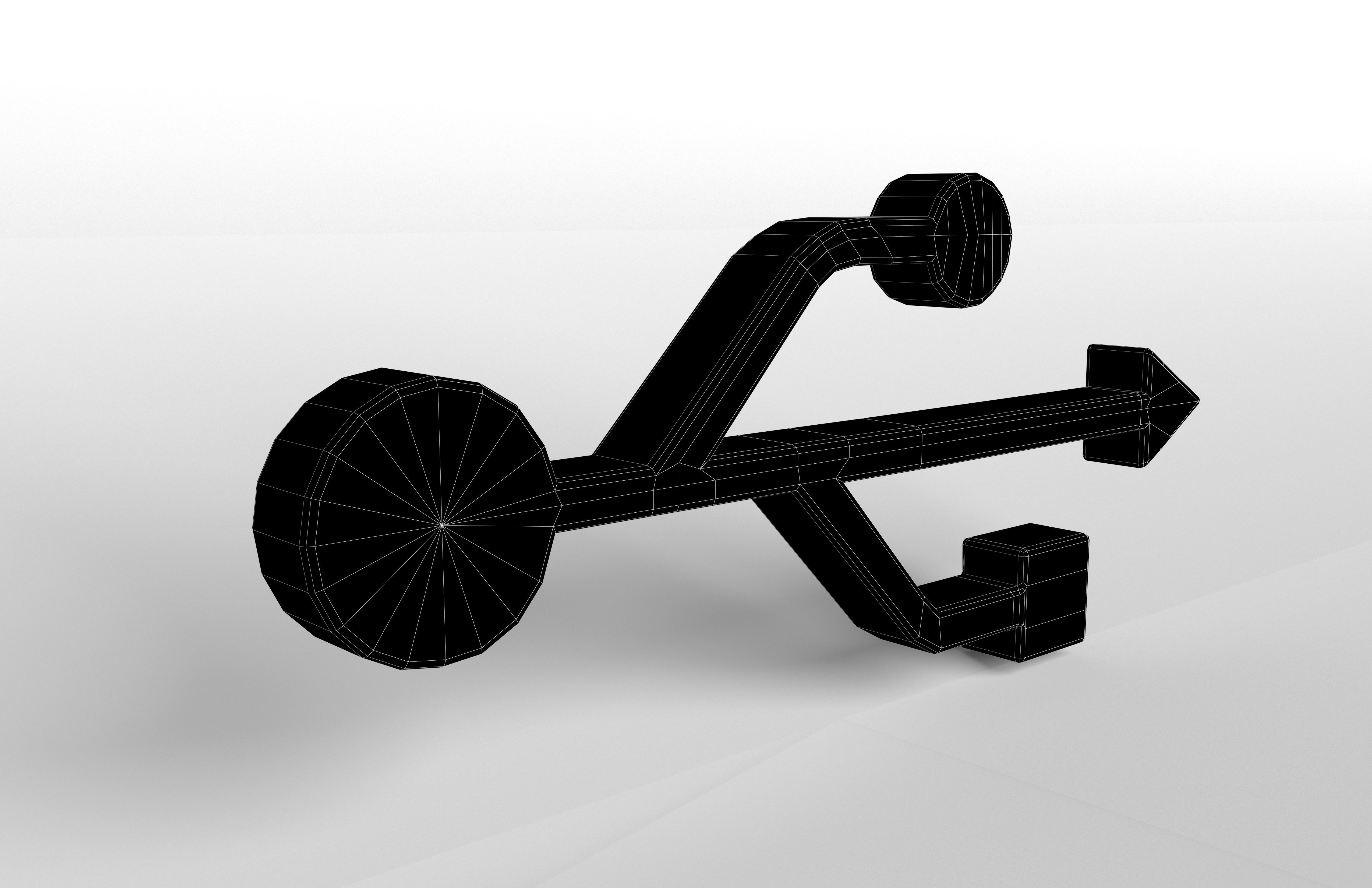 USB Symbol v1 003 Low-poly 3D model_7