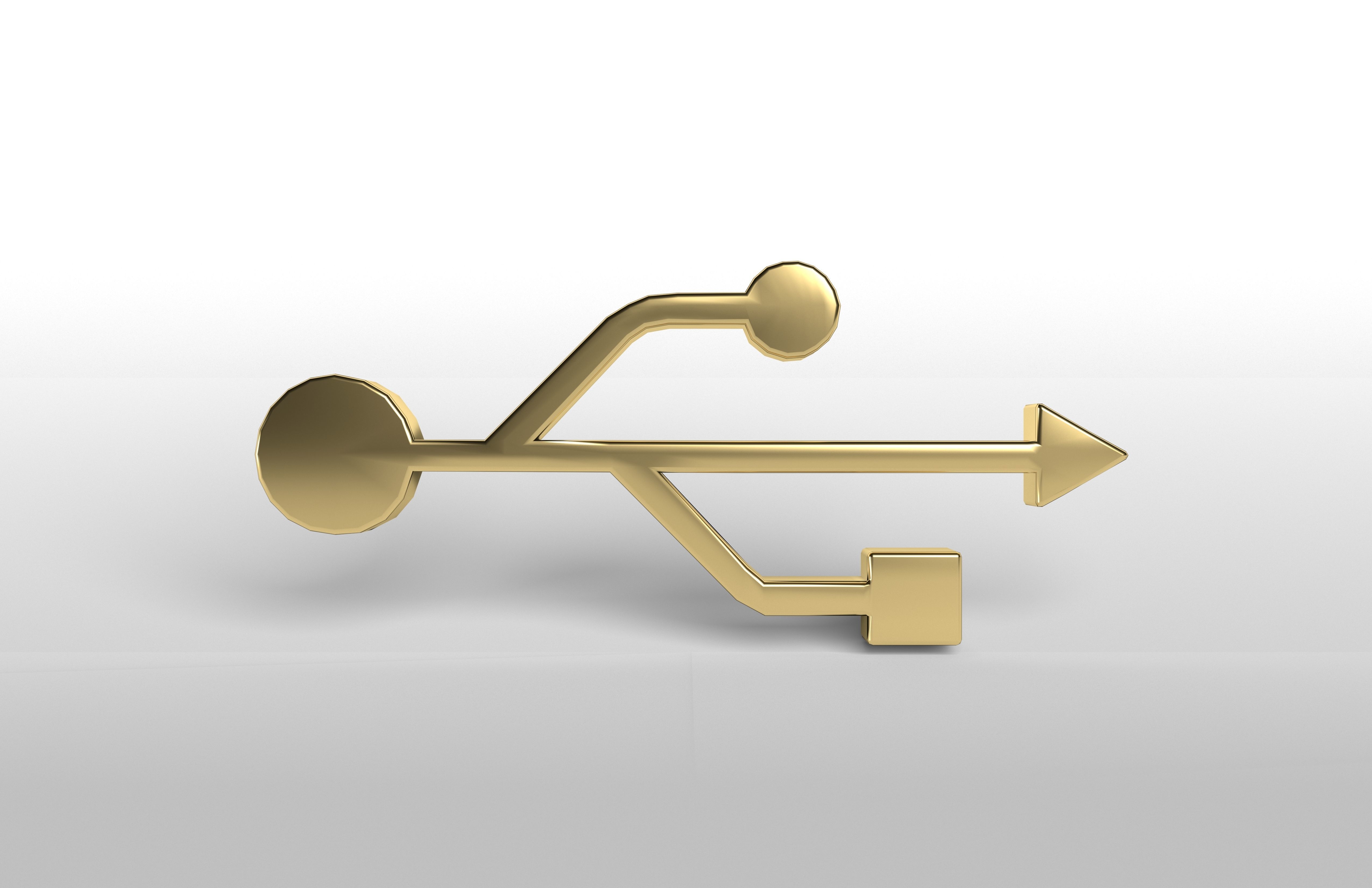 USB Symbol v1 003 Low-poly 3D model_1