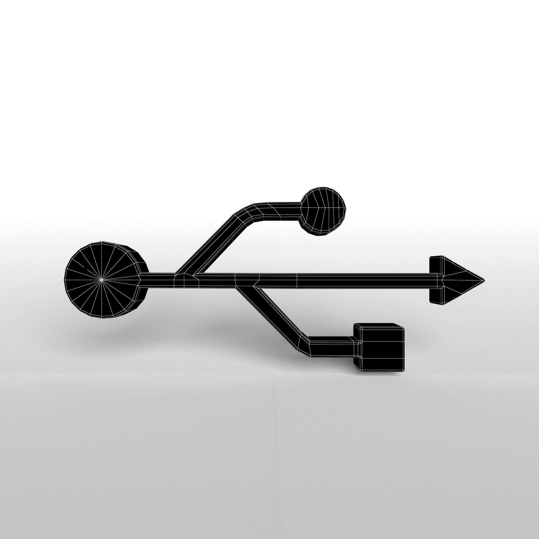 USB Symbol v1 003 Low-poly 3D model_4