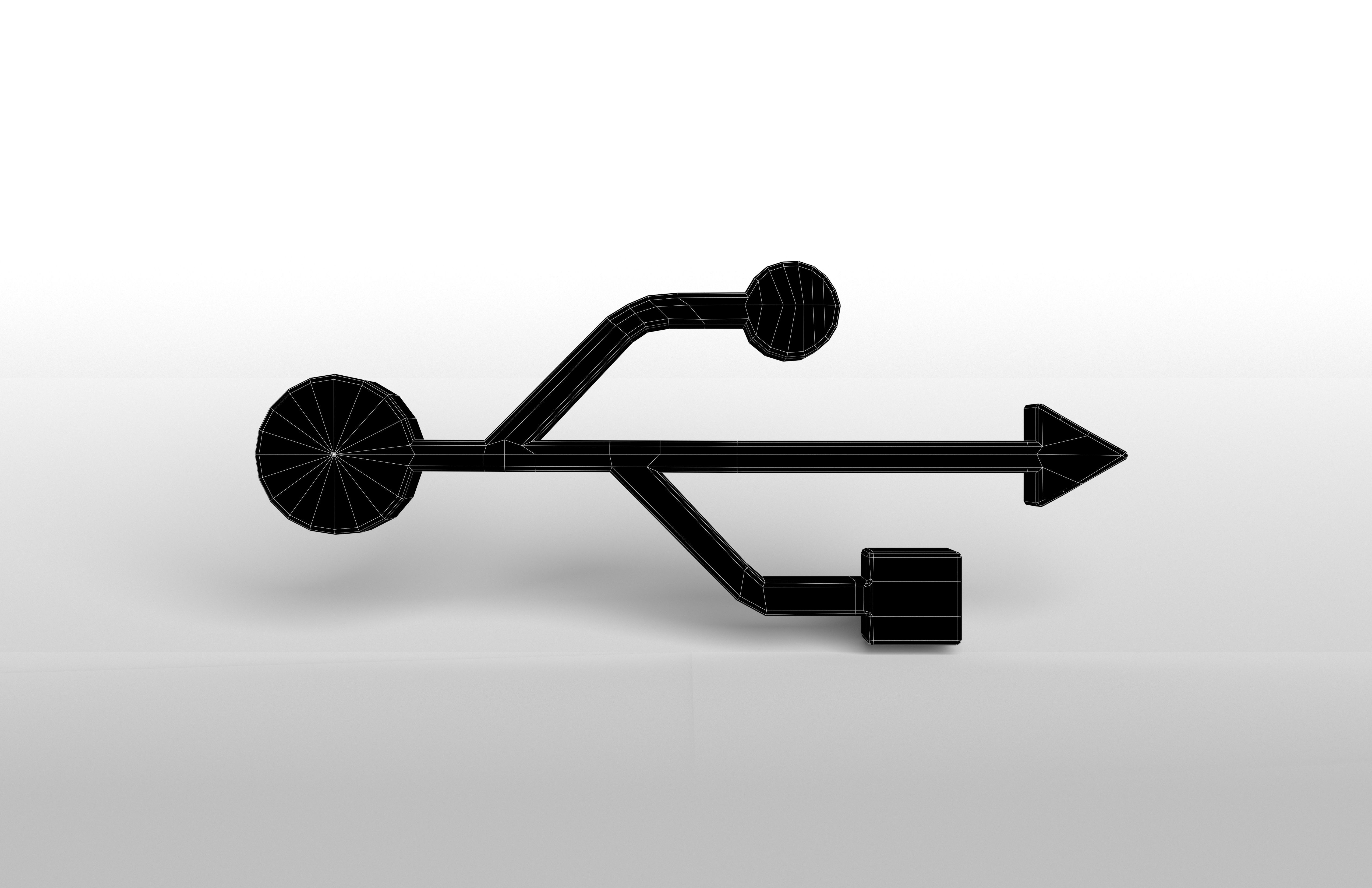 USB Symbol v1 003 Low-poly 3D model_5