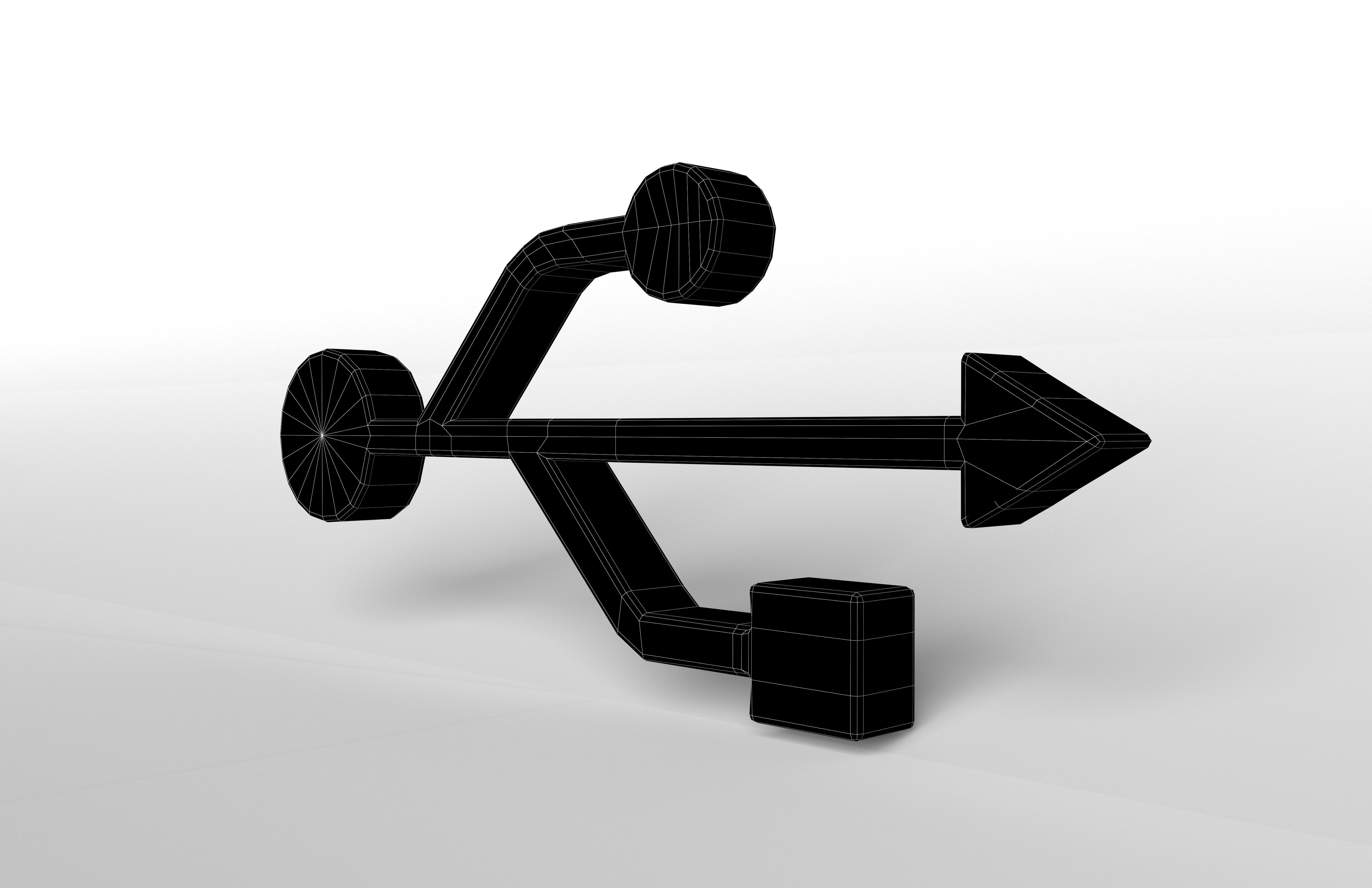 USB Symbol v1 003 Low-poly 3D model_6