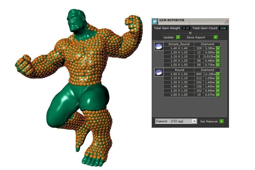 hulk full body diamonds 3D print model_3